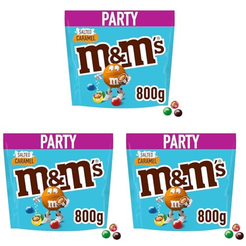 M&M'S Salted Caramel Schokolade Großpackung | American Football Snacks | Schokolinsen mit salzigem Karamellkern | 800g (Packung mit 3) von M&M'S