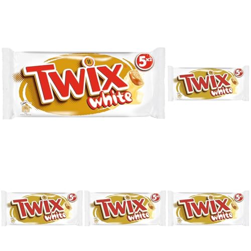 M&M'S Twix White Schokoriegel | Karamell, Keks, Weiße Schokolade | Schokoladen-Multipack | 5 Riegel (5 x 46 g) (Packung mit 5) von M&M'S