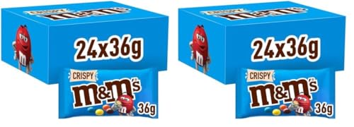 M&M's Crispy, Schokoladen Großpackung, 24 x 36g, Knusprige Schokolinsen, Schokoladen Geschenk (816g) (Packung mit 2) von M&M'S