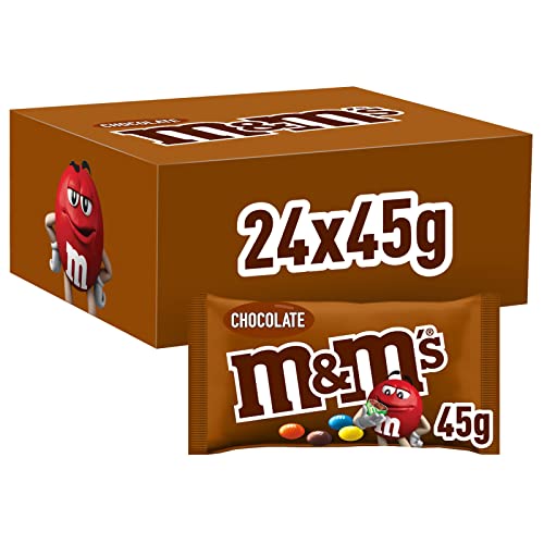 M&M'S Chocolate Beutel, kleine Packungen für unterwegs, Schokolinsen mit bunter Hülle, Schokolade Großpackung, 24er Pack (24 x 45g) von M&M'S