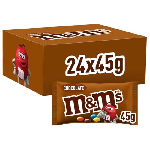 M&M'S Chocolate Beutel, kleine Packungen für unterwegs, Schokolinsen mit bunter Hülle, Schokolade Großpackung, 24er Pack (24 x 45g) von M&M'S