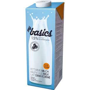 M.B my basics Haltbare fettarme Milch 1,5% Fett, 12er Pack (12 x 1 l) von M.B