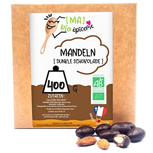 [MA] bio-épicerie | Mandeln umhüllt von dunkler Bio-Schokolade | 400G | Großpackung | Zertifiziert biologisch von [MA] bio épicerie