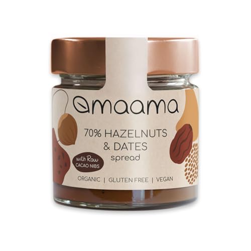 MAAMA, Aufstrichcreme mit Haselnuss (70 %), Datteln und Nibs aus Bio-Kakao, vegan, ohne Zusatzstoffe und ohne Gluten – 1 Dose mit 200 g von MAAMA
