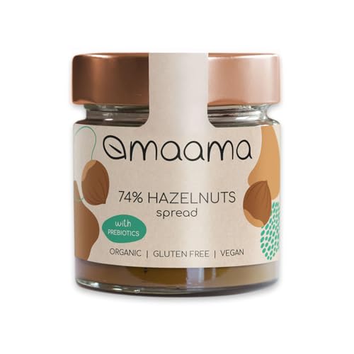 MAAMA, Aufstrichcreme mit Haselnuss (74 %) mit Präbiotika Bio, Vegan, ohne Zusatzstoffe und ohne Gluten – 1 Glas mit 200 g von MAAMA