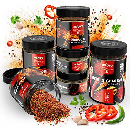 Grillgewürze Geschenkset - Leckere Grill Geschenke für Männer – das etwas andere Grill Gewürze Geschenkset – Grillgewürze Geschenkset Männer - 6 BBQ Gewürze von Hand abgefüllt 100% Bio (BBQ Box XXL) Grillgewürze Geschenkset - Leckere Grill Geschenke für Männer – das etwas andere Grill Gewürze Geschenkset – Grillgewürze Geschenkset Männer - 6 BBQ Gewürze von Hand abgefüllt 100% Bio (BBQ Box XXL) von Mabura