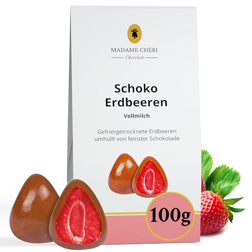 Madame Cheri Schoko Erdbeeren Vollmilch 100 g – Gefriergetrocknete Erdbeeren in Vollmilch Schokolade – Aromatische Schokoladenfrüchte – Ganze Erdbeeren umhüllt von feiner Schokolade Madame Cheri Schoko Erdbeeren Vollmilch 100 g – Gefriergetrocknete Erdbeeren in Vollmilch Schokolade – Aromatische Schokoladenfrüchte – Ganze Erdbeeren umhüllt von feiner Schokolade von MADAME CHÊRI