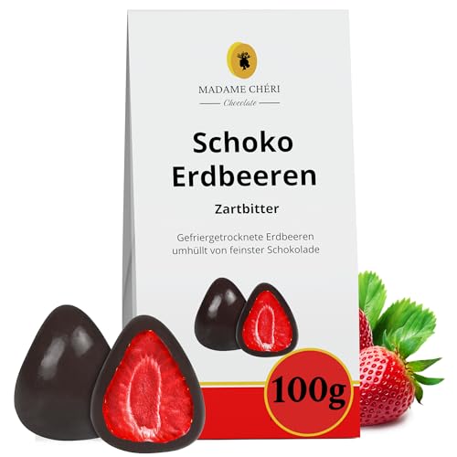 Madame Cheri Schoko Erdbeeren Zartbitter 100 g – Gefriergetrocknete Erdbeeren in dunkler Schokolade – Aromatische Schokoladenfrüchte – Ganze Erdbeeren umhüllt von feiner veganer Schokolade Madame Cheri Schoko Erdbeeren Zartbitter 100 g – Gefriergetrocknete Erdbeeren in dunkler Schokolade – Aromatische Schokoladenfrüchte – Ganze Erdbeeren umhüllt von feiner veganer Schokolade von MADAME CHÊRI