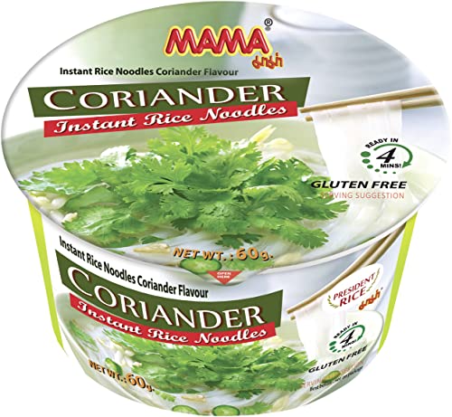 MAMA Instant-Bowl-Reisnudeln mit Koriander - Instantnudelsuppe orientalischer Art – Authentisch thailändisch kochen, 1 x 60 g von MAMA