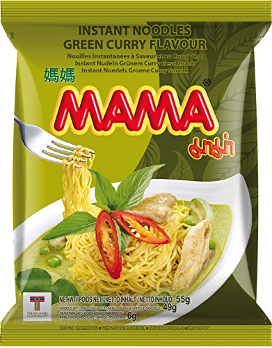 MAMA Instantnudeln, Curry, grün, 24er Pack (24 x 55 g) 17006 von MAMA