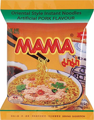 MAMA Instantnudeln mit Schweinefleischgeschmack – Instantnudelsuppe orientalischer Art – Authentisch thailändisch kochen – 24 x 60 g von MAMA