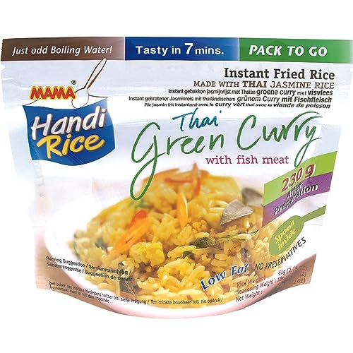 MAMA - Instant Reis Green Curry Fisch, 10er pack (10 X 80 GR) von MAMA