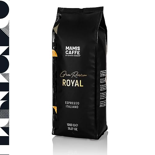 Mamis Caffè Gran Riserva Royal - Ganze Kaffee-Bohnen - 82% Arabica und 18% Robusta - Kaffeebohnen mit reichhaltigem Aroma - Mittlere Röstung - Köstlich, Mild und Säurearm (1kg) von MAMIS CAFFÈ Un amore italiano