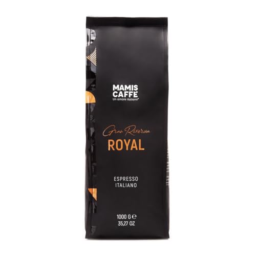 Mamis Caffè Gran Riserva Royal (1Kg) - Ganze Espressobohnen - 82% Arabica und 18% Robusta - Kaffeebohnen mit reichhaltigem Aroma und mit dicker Crema - Mittlere Röstung - Köstlich, Mild und Säurearm von MAMIS CAFFÈ Un amore italiano