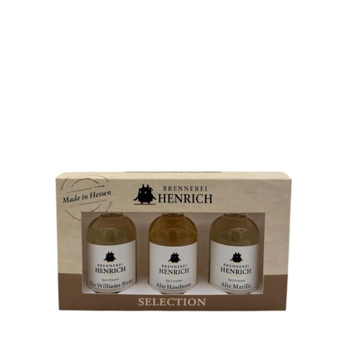 3er Tasting-Set - Alte Williams, Alte Marille, Alte Haselnuss - 3 x 50ml Miniaturen - Probierset - Geschenkset - Geschenkbox - Obstschnaps - Spirituose - 38% vol - Brennerei Henrich 3er Tasting-Set - Alte Williams, Alte Marille, Alte Haselnuss - 3 x 50ml Miniaturen - Probierset - Geschenkset - Geschenkbox - Obstschnaps - Spirituose - 38% vol - Brennerei Henrich von MANDARINA