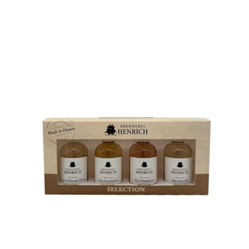 4er Tasting-Set - Alte Williams, Alte Marille, Alte Haselnuss, Alte Himbeere - 4 x 50ml Miniaturen - Probierset - Geschenkset - Geschenkbox - Obstschnaps - Spirituose - 38% vol - Brennerei Henrich 4er Tasting-Set - Alte Williams, Alte Marille, Alte Haselnuss, Alte Himbeere - 4 x 50ml Miniaturen - Probierset - Geschenkset - Geschenkbox - Obstschnaps - Spirituose - 38% vol - Brennerei Henrich von MANDARINA