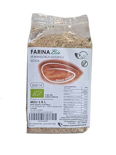 Bio-Mandelmehl - Quelle von Vitaminen und Ballaststoffen - Hervorragend zum Backen und glutenfrei (sizilianische Schale, 500g) von MANDORLE MELI