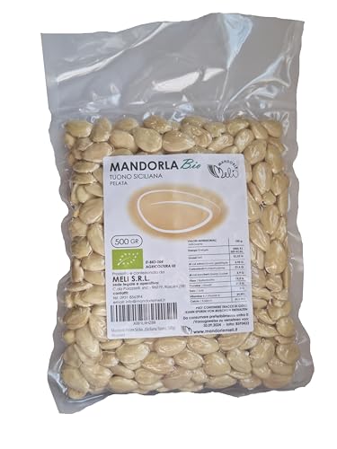 Sizilianische Bio-Mandeln geschält - Trockenfrüchte Quelle von Vitaminen und Ballaststoffen - Glutenfrei (Siciliana Tuono, 500g) von MANDORLE MELI