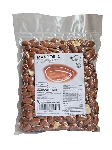 Sizilianische geröstete Mandeln - Trockenfrüchte Quelle von Vitaminen und Ballaststoffen - Glutenfrei (Siciliana Tuono, 500g) von MANDORLE MELI