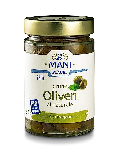 MANI Grüne Oliven al naturale, bio, 2er Pack (2 x 205 g) von MANI