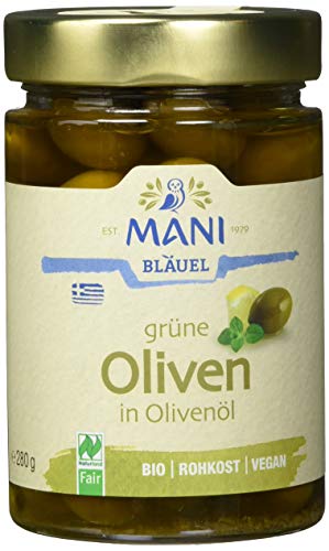 MANI Grüne Oliven in Olivenöl, bio, 3er Pack (3 x 280 g) von MANI