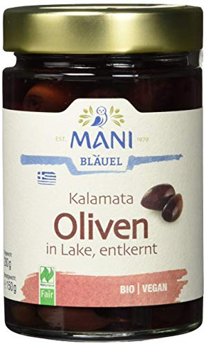 MANI Kalamata Oliven in Lake, entkernt, bio, 2er Pack (2 x 150 g) von MANI