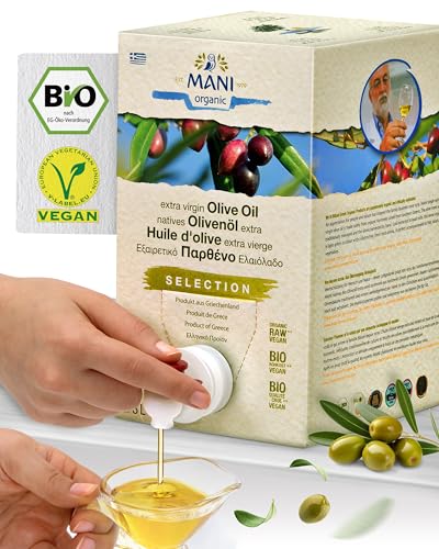 MANI - Olivenöl BIO 3l preisgekrönt aus Griechenland - Olivenöl Nativ Extra kalt extrahiert Güteklasse 1 von MANI