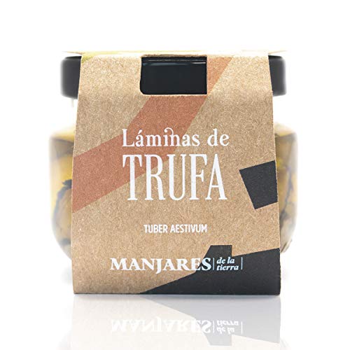 Manjares de la Tierra - Schwarze Trüffel in Scheiben (Tuber aestivum) in nativem Olivenöl extra aus Teruel, Niederaragonien. Spanisches Erzeugnis - 15 g - Sarrión, weltweite Trüffelhauptstadt von MANJARES DE LA TIERRA