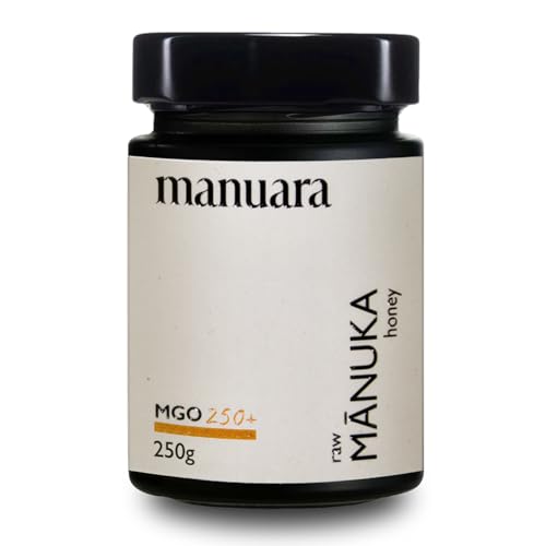 Original Manuka Honig aus Neuseeland 250+ MGO – 250g im Glas – laborgeprüft mit zertifiziertem Methylglyoxal-Gehalt | 100% natürliche Qualität | naturbelassen und rein Original Manuka Honig aus Neuseeland 250+ MGO – 250g im Glas – laborgeprüft mit zertifiziertem Methylglyoxal-Gehalt | 100% natürliche Qualität | naturbelassen und rein von MANUARA