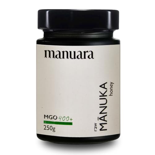 Original Manuka Honig aus Neuseeland 400+ MGO UMF 13 – 250g im Glas – laborgeprüft mit zertifiziertem Methylglyoxal-Gehalt | 100% Rohhonig | naturbelassen und rein Original Manuka Honig aus Neuseeland 400+ MGO UMF 13 – 250g im Glas – laborgeprüft mit zertifiziertem Methylglyoxal-Gehalt | 100% Rohhonig | naturbelassen und rein von MANUARA
