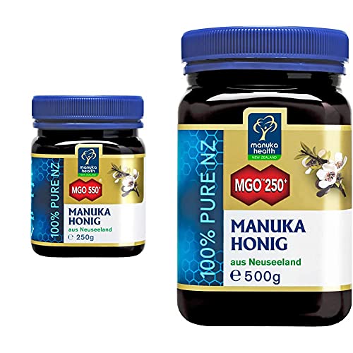 Manuka Health Honig MGO 550+ (250g), 109US & ig MGO 250+ (500 g) - 100% Pur aus Neuseeland mit zertifiziertem Methylglyoxal Gehalt von Manuka Health