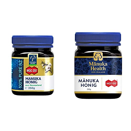Manuka Health - Manuka Honig MGO 250+ (250 g) - 100% Pur aus Neuseeland mit zertifiziertem Methylglyoxal Gehalt & ig MGO 100+ (250 g) von Manuka Health