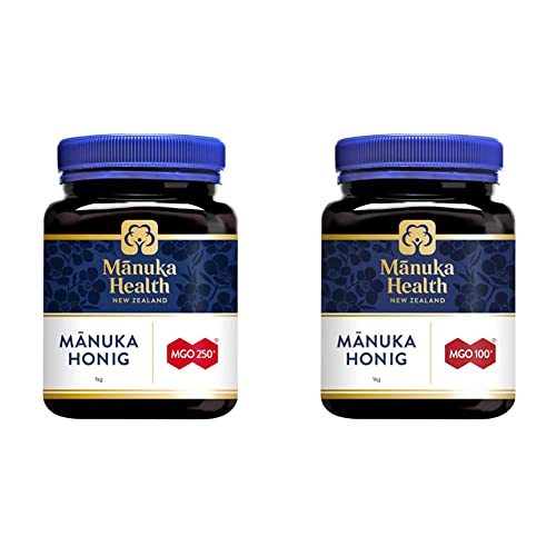Manuka Health - Manuka Honig MGO 250 + 1Kg - 100% Pur aus Neuseeland & Manuka Health - Manuka Honig MGO 100 + | 100% Pur aus Neuseeland mit zertifiziertem Methylglyoxal Gehalt | 1000g (1er Pack) von MANUKA HEALTH NEW ZEALAND