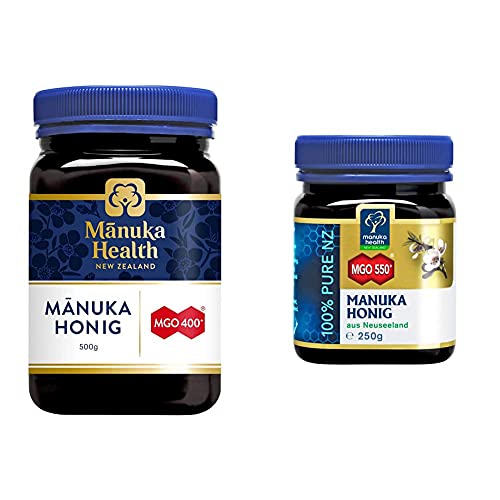 Manuka Health - Manuka Honig MGO 400+ 500g - 100% Pur aus Neuseeland mit zertifiziertem Methylglyoxal Gehalt & Honig MGO 550+ (250g), 109US von Manuka Health