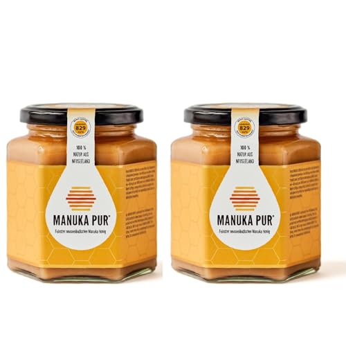MANUKA PUR Manuka Honig - MGO 400, 250 g - Premium Manuka-Honig aus Neuseeland - 100% reiner Manuka-Honig ohne Zusatzstoffe - Überprüfter Methylglyoxal Gehalt - Qualität Laborgeprüft Pack of 2 von MANUKA PUR