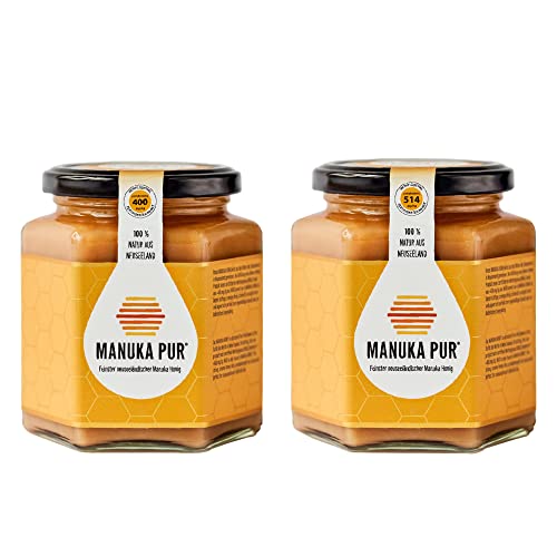 MANUKA PUR Manuka Honig | MGO 514+400 | 2x 250g | Das ORIGINAL aus NEUSEELAND | blickdicht, kein Plastik | REIN, ROH & ZERTIFIZIERT | Premium-Qualität 100% natürlich | Vegetarier. MANUKA PUR Manuka Honig | MGO 514+400 | 2x 250g | Das ORIGINAL aus NEUSEELAND | blickdicht, kein Plastik | REIN, ROH & ZERTIFIZIERT | Premium-Qualität 100% natürlich | Vegetarier. von MANUKA PUR