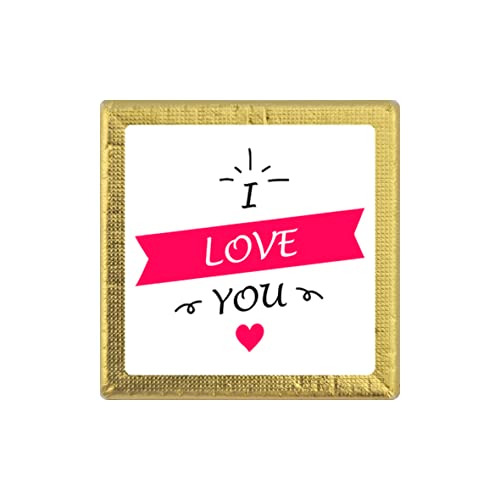 Hochzeitsschokolädchen "I love you" 5g, 50 Stück in rosé, silber oder gold (Gold) von MARIP