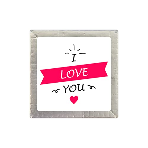 Hochzeitsschokolädchen "I love you" 5g, 50 Stück in rosé, silber oder gold (Silber) von MARIP