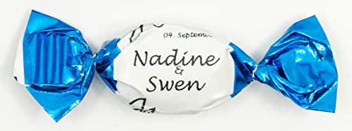 Individuell bedruckte Event- und Hochzeitsbonbons, 1000 g Fruchtmischung, 200 Bonbons (Blau) von MARIP