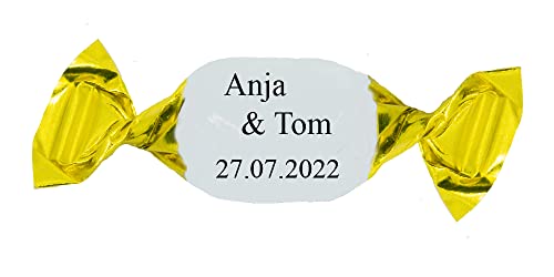 Individuell bedruckte Event- und Hochzeitsbonbons, 1000 g Fruchtmischung, 200 Bonbons (Gold) von MARIP