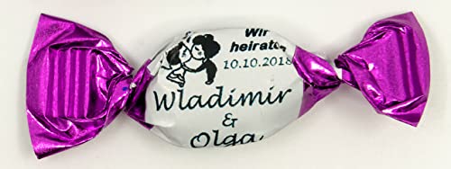 Individuell bedruckte Event- und Hochzeitsbonbons, 1000 g Fruchtmischung, 200 Bonbons (Lila) von MARIP