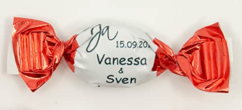 Individuell bedruckte Event- und Hochzeitsbonbons, 1000 g Fruchtmischung, 200 Bonbons (Rot) von MARIP