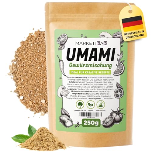 Umami Gewürz – 250g Umami Gewürz ohne Glutamat – Gewürzmischung – Ideal für Sauce, Suppe, Fleisch, Hähnchengewür, Fisch, Pastas und andere Gerichte von MARKETIFAR