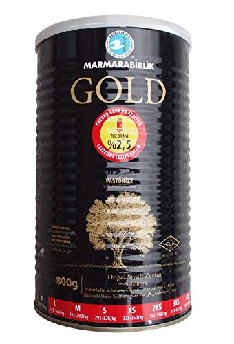 Marmarabirlik Gold - natürlich fermentierte schwarze Premium Oliven ohne Konservierungsstoffe (800g) von MARMARABIRLIK
