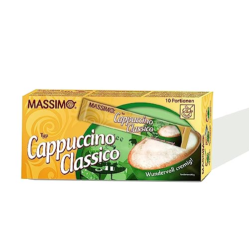 MASSIMO Cappuccino Classico 160 Sticks, 16 x 10 Stick á 12,5 g, Vorteilspack, Löslicher Bohnenkaffee mit Kakaopulver, Instant-Cappuccino, Schnelle Zubereitung von MASSIMO