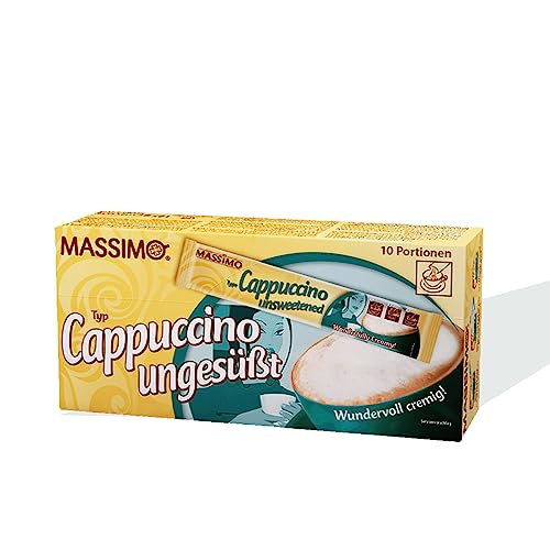 MASSIMO Cappuccino ungesüßt, 160 Sticks, 16 x 10 Sticks à 12,5 g, Vorteilspack, Löslicher Bohnenkaffee, Kakaonote, Ohne Zucker, Schnelle Zubereitung, Koffeinhaltig, Instant-Kaffee von MASSIMO