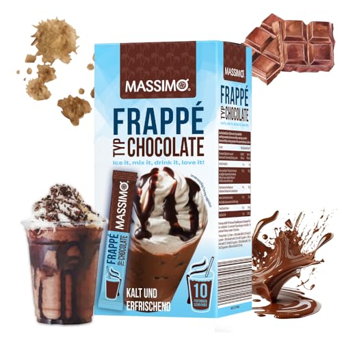 MASSIMO Frappé Chocolate 16 x 250g Vorteilspack (160 Sticks á 25g) - Köstliches Instant Getränkepulver mit Instant-Kaffee, koffeinhaltig, schnelle Zubereitung von MASSIMO