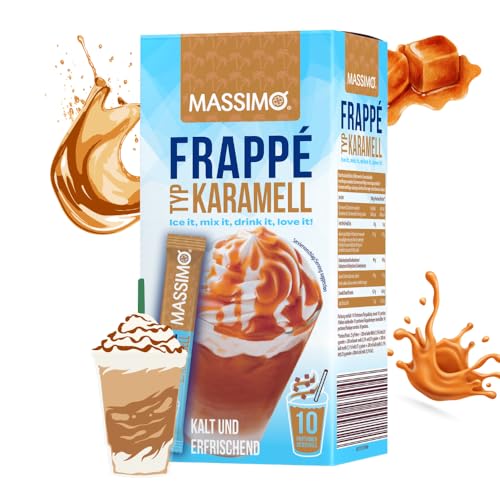 MASSIMO Frappé Karamell 16 x 250g Vorteilspack (160 Sticks á 25g) - Köstliches Instant Getränkepulver mit Instant-Kaffee, koffeinhaltig, schnelle Zubereitung von MASSIMO