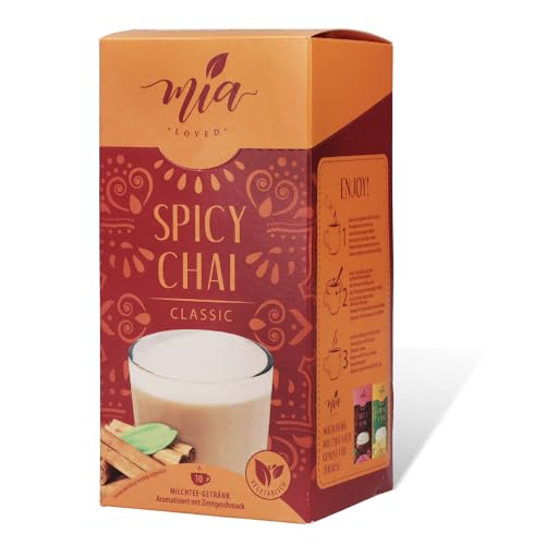 MIA Spicy Chai Classic Instant Milchtee Getränk, 8er Pack x (10 Sticks x 25g), einfache Zubereitung, löslich, 80 Tassen, Vorratspackung von MASSIMO