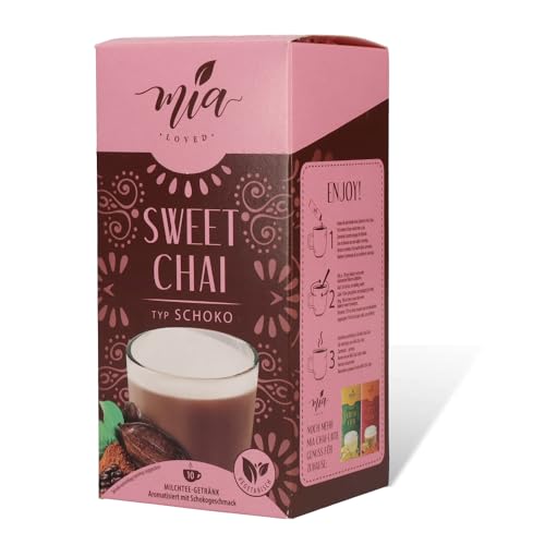 MIA Sweet Chai Schoko Instant Milchtee Getränk, 8er Pack x (10 Sticks x 25g), einfache Zubereitung, löslich, 80 Tassen, Vorratspackung von MASSIMO